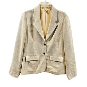 Old Navy Suit Blazer Oatmeal Tan w/Gold Threading Size XL